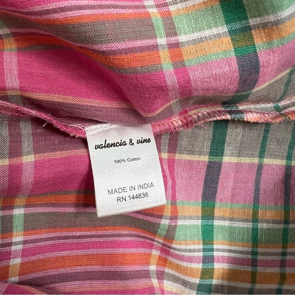 Valencia and Vine Lucy Plaid Smocked Ruffle Midi Dress 100% Cotton Size Large - Picture 5 of 7